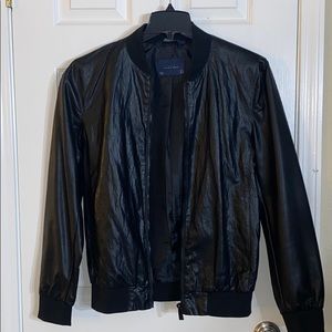 Zara Faux Leather Black Bomber Size Medium